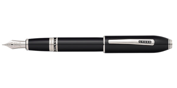 Cross Peerless™ Obsidian Black Lacquer With Platinum Plated Appointments And Rhodium Plated 18KT Solid Gold Medium Nib Fountain Pen