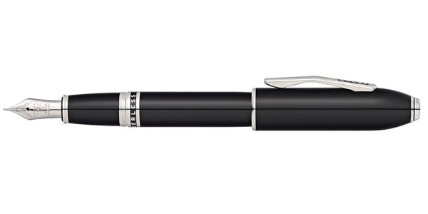 Cross Peerless™ Obsidian Black Lacquer With Platinum Plated Appointments And Rhodium Plated 18KT Solid Gold Medium Nib Fountain Pen