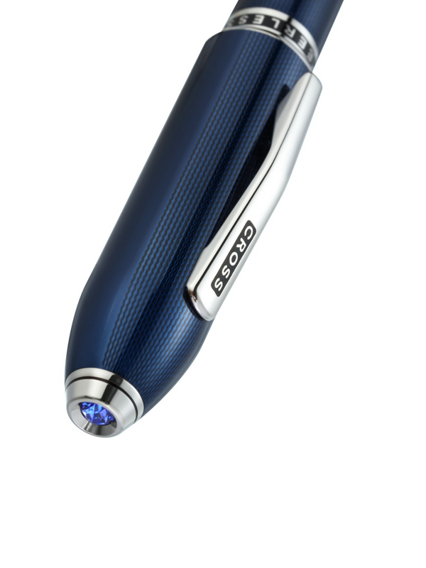 Cross Peerless™ Polished Translucent Cobalt Blue Engraved Diamond Pattern With Polished Chrome Appointments And Swarovski Crystal Rollerball Pen