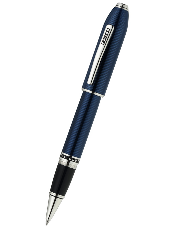 cross Peerless™ Polished Translucent Cobalt Blue Engraved Diamond Pattern with Polished Chrome Appointments and Swarovski Crystal Rollerball Pen