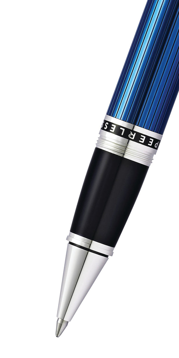 Cross Peerless™ Translucent Quartz Blue Engraved Lacquer Platinum Plated Appointments Rollerball Pen