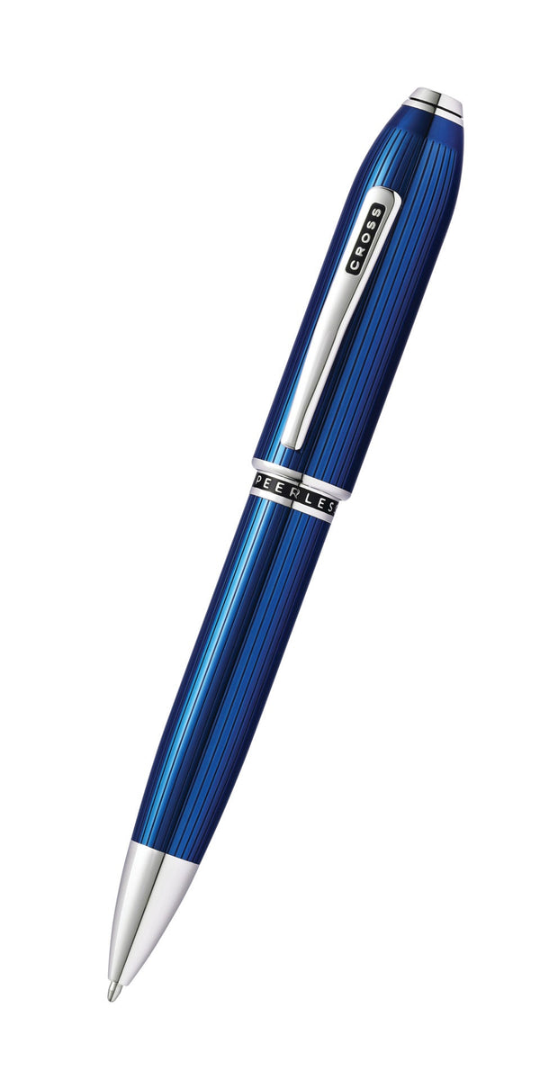 cross Peerless™ Translucent Quartz Blue Engraved Lacquer with Platinum Plated Appointments Ballpoint Pen