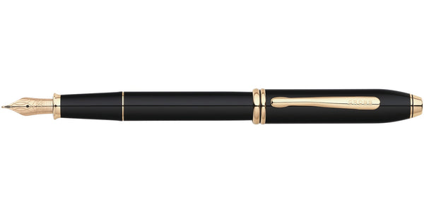 Cross Townsend® Black Lacquer With 23KT Gold-Plated Appointments And Solid 18KT Gold Medium Nib Fountain Pen