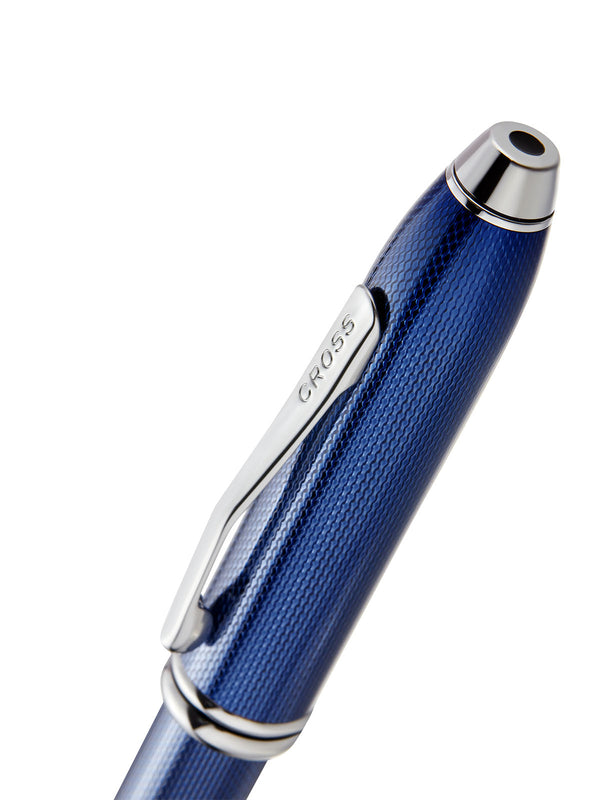 Cross Townsend® Polished Translucent Cobalt Blue Engraved Diamond Pattern With Polished Chrome Appointments Ballpoint Pen