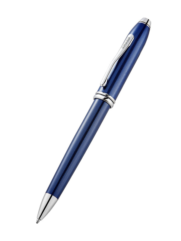 Cross Townsend® Polished Translucent Cobalt Blue Engraved Diamond Pattern With Polished Chrome Appointments Ballpoint Pen