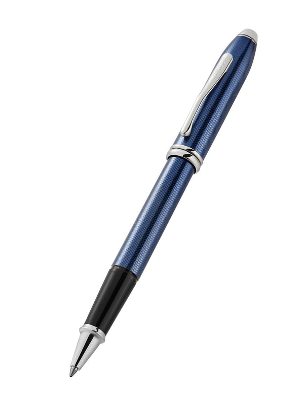 Cross Townsend® Polished Translucent Cobalt Blue Engraved Diamond Pattern With Polished Chrome Appointments Selectip® Rollerball Pen