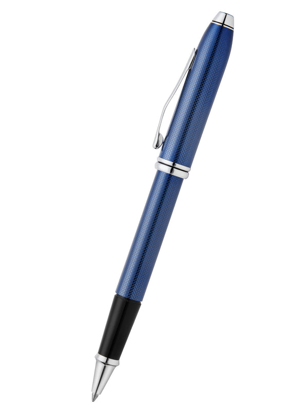 Cross Townsend® Polished Translucent Cobalt Blue Engraved Diamond Pattern With Polished Chrome Appointments Selectip® Rollerball Pen