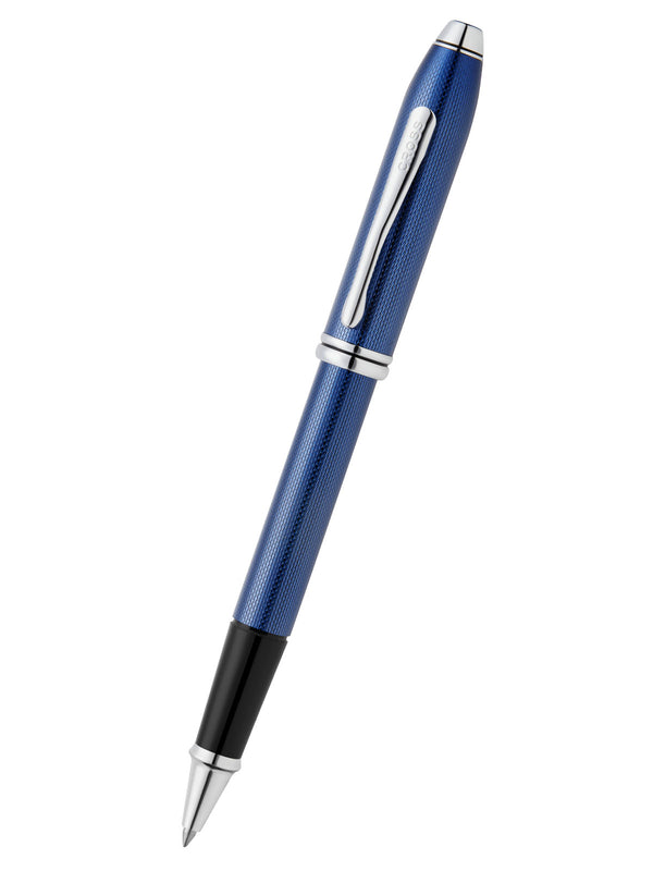 cross Townsend® Polished Translucent Cobalt Blue Engraved Diamond Pattern with Polished Chrome Appointments Selectip® Rollerball Pen