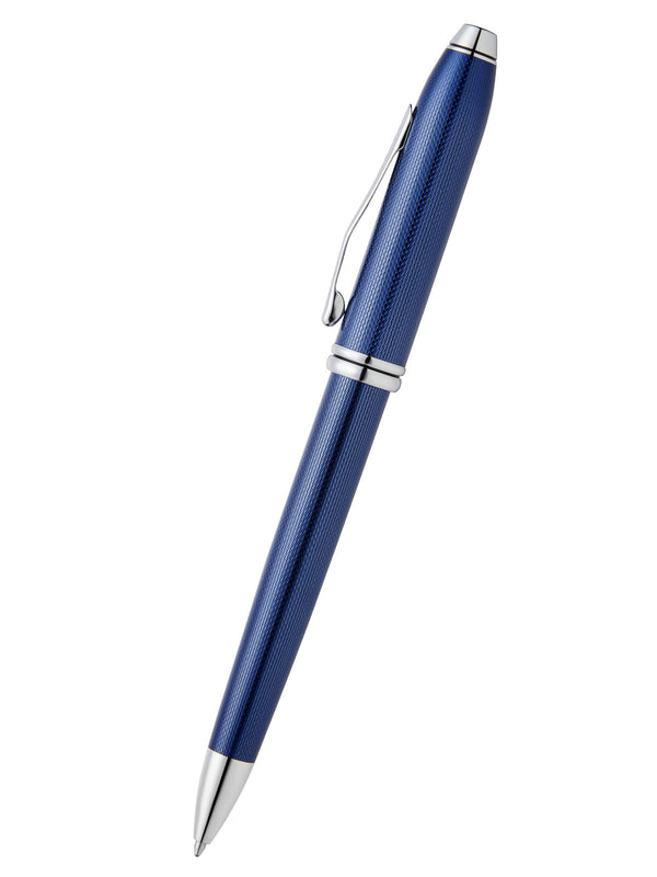 cross Townsend® Polished Translucent Cobalt Blue Engraved Diamond Pattern with Polished Chrome Appointments Ballpoint Pen