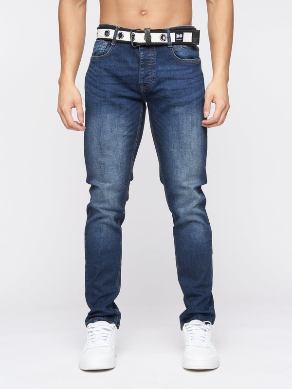 crosshatch Barbeck Slim Fit Denim Jeans Tinted Blue