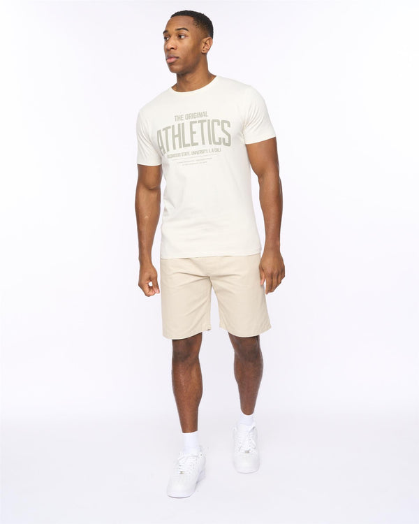 Crosshatch Blansmoore Elastic Waist Shorts Light Stone