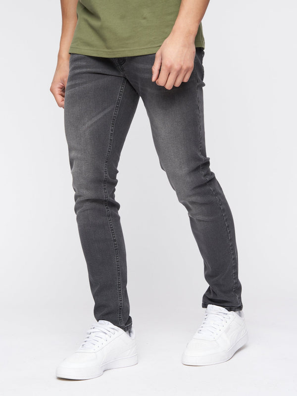 Crosshatch Buraca Slim Fit Denim Jeans Charcoal Wash