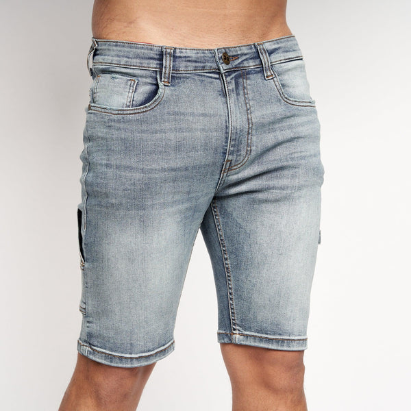 Crosshatch Carpenter Denim Shorts Vintage Blue Wash