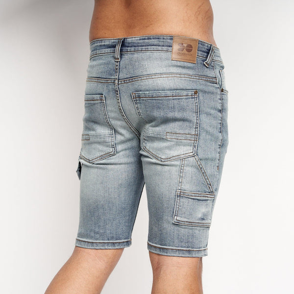 Crosshatch Carpenter Denim Shorts Vintage Blue Wash