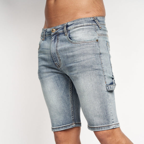 crosshatch Carpenter Denim Shorts Vintage Blue Wash
