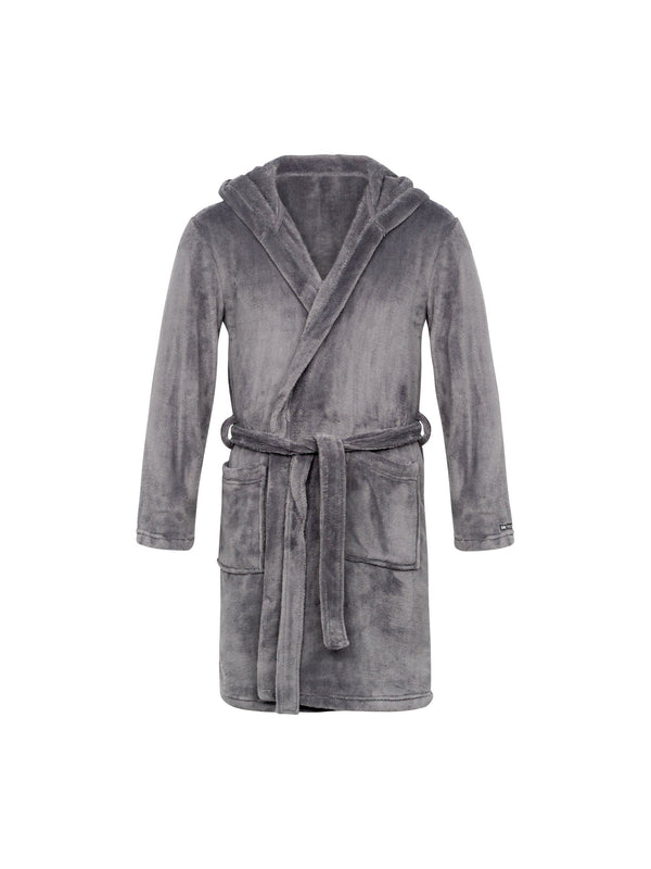 crosshatch Backdraw Hooded Robe Grey Marl