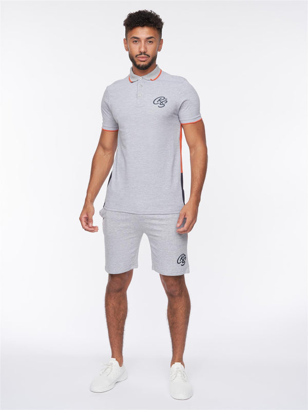 Crosshatch Balamere Polo/Shorts Set Grey Marl