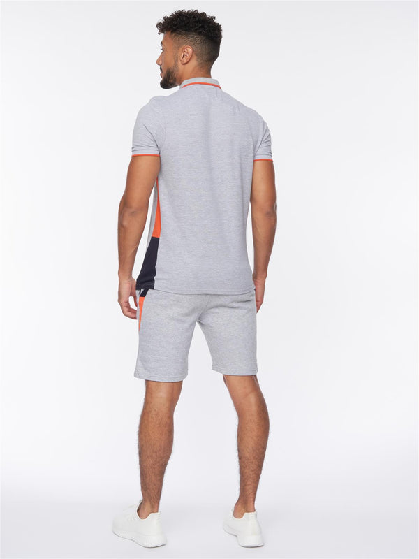 Crosshatch Balamere Polo/Shorts Set Grey Marl