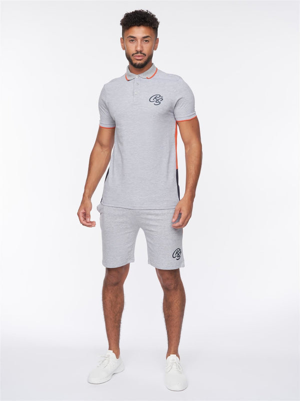 crosshatch Balamere Polo/Shorts Set Grey Marl