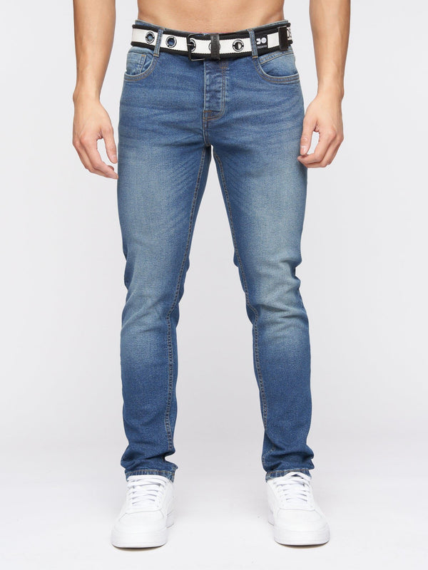 crosshatch Barbeck Slim Fit Denim Jeans Stone Wash