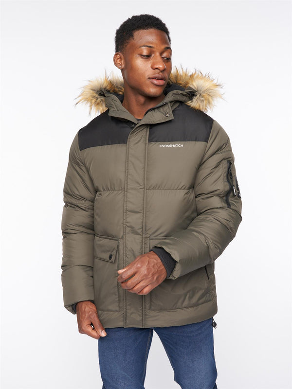 Crosshatch Bentlays Hooded Jacket Olive