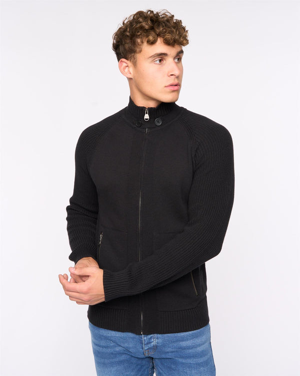 Crosshatch Birchin Zip Thru Knit Black