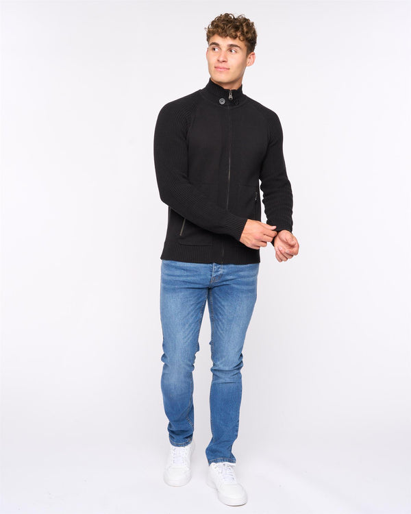 Crosshatch Birchin Zip Thru Knit Black