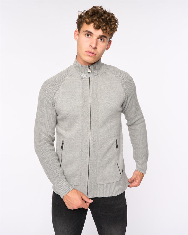 Crosshatch Birchin Zip Thru Knit Grey