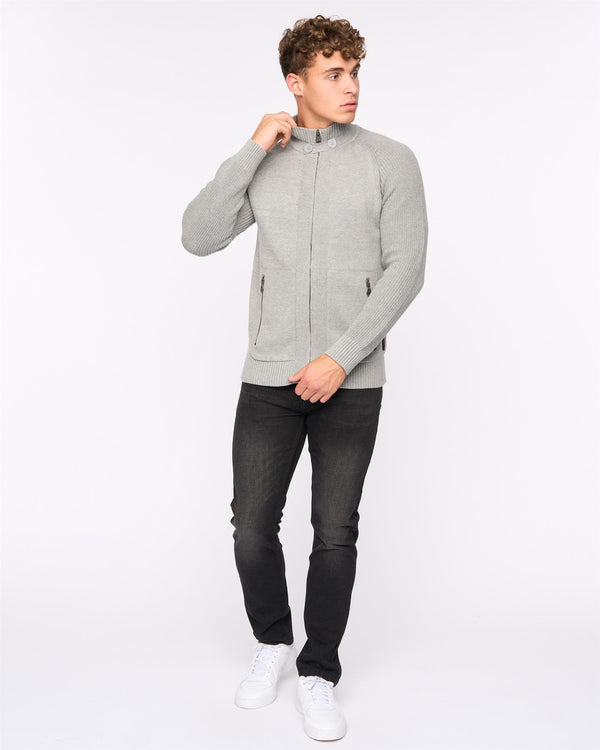 Crosshatch Birchin Zip Thru Knit Grey