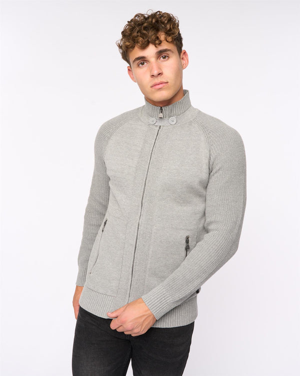 crosshatch Birchin Zip Thru Knit Grey
