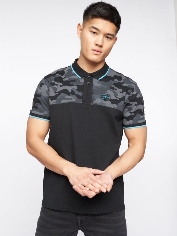 Crosshatch Brightling Camo Polo Black