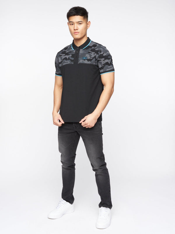 Crosshatch Brightling Camo Polo Black
