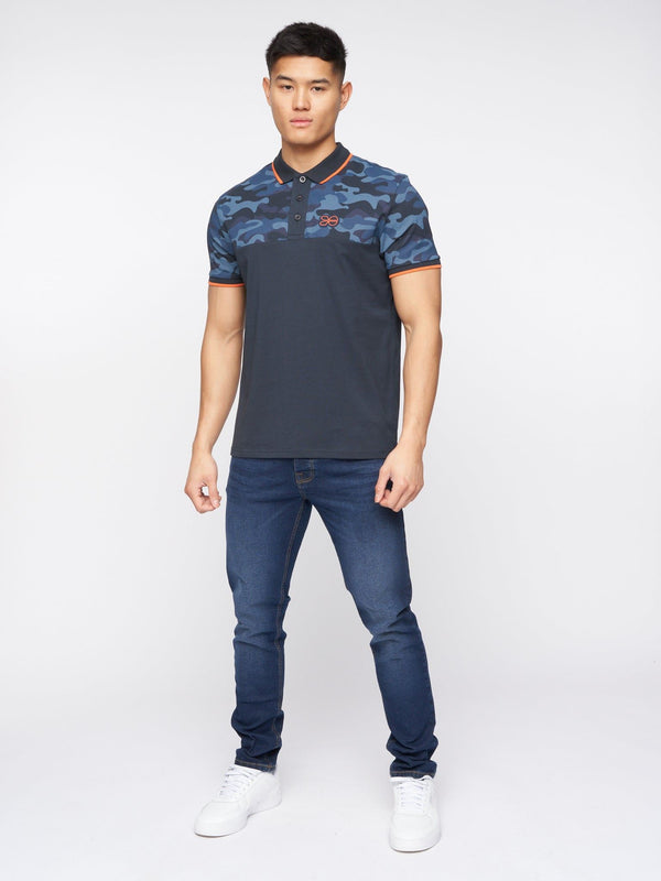 Crosshatch Brightling Camo Polo Navy