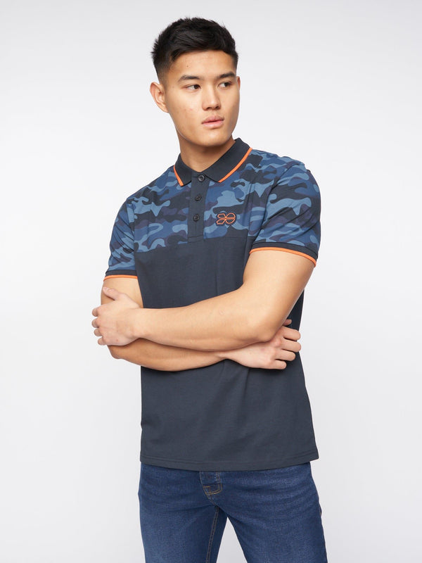Crosshatch Brightling Camo Polo Navy