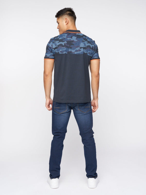 Crosshatch Brightling Camo Polo Navy