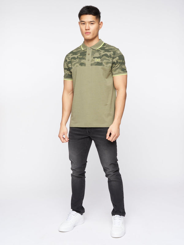 Crosshatch Brightling Camo Polo Olive
