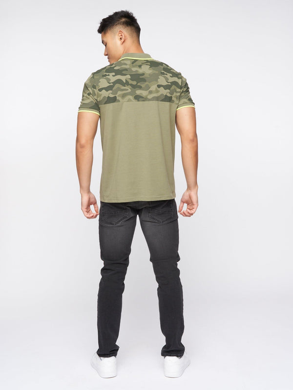Crosshatch Brightling Camo Polo Olive