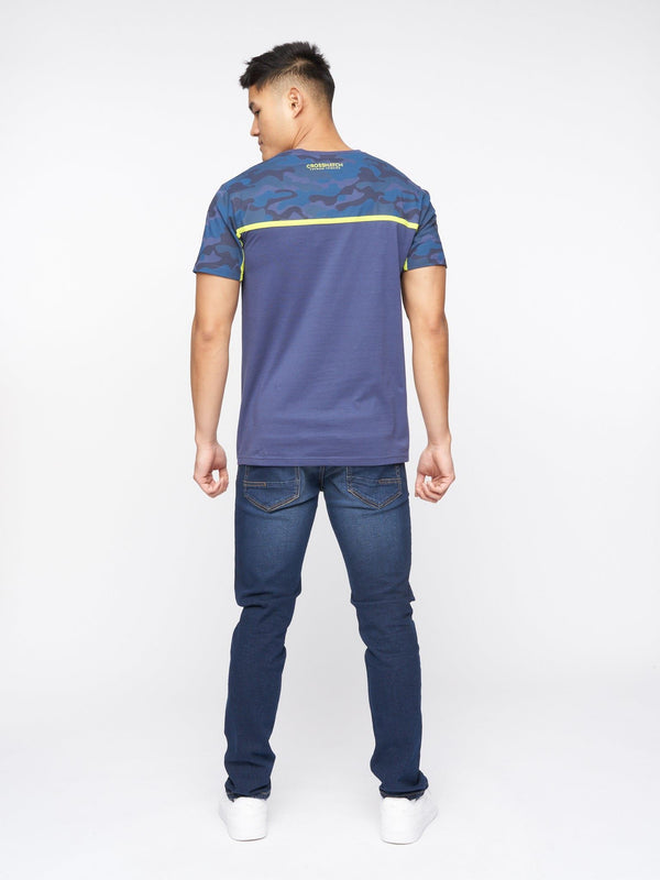 Crosshatch Brightling Camo T-Shirt Denim Blue