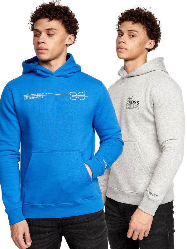 crosshatch Burmax Hoodie 2pk Blue/Grey