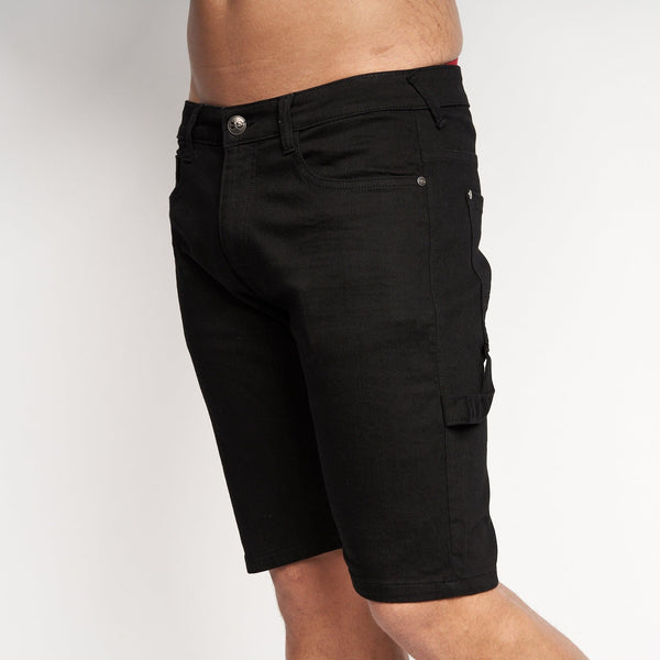 Crosshatch Carpenter Denim Shorts Black Wash