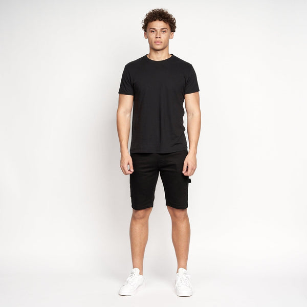 Crosshatch Carpenter Denim Shorts Black Wash