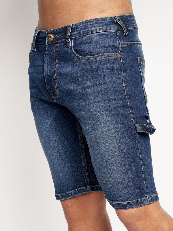 Crosshatch Carpenter Denim Shorts Dark Wash