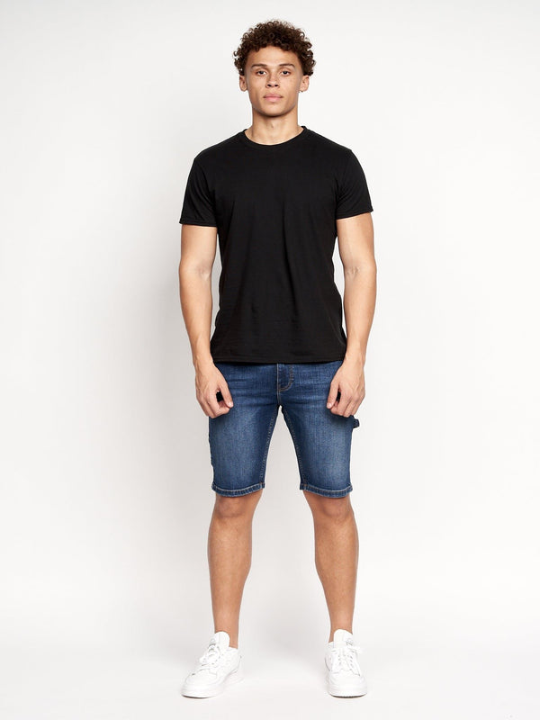 Crosshatch Carpenter Denim Shorts Dark Wash