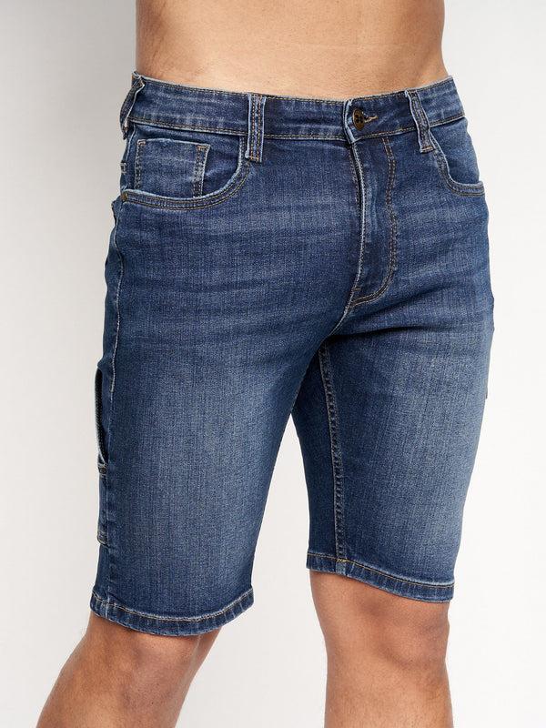 crosshatch Carpenter Denim Shorts Dark Wash