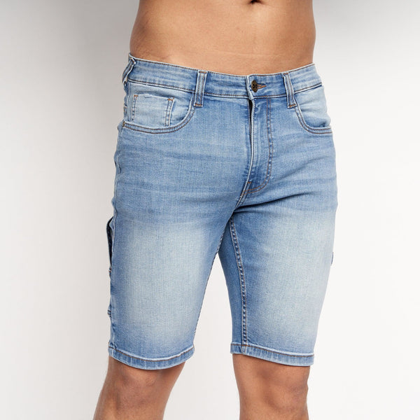 crosshatch Carpenter Denim Shorts Mid Wash