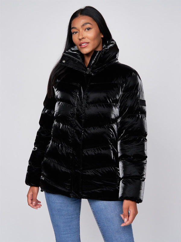 Crosshatch Cassandra High Shine Jacket Black