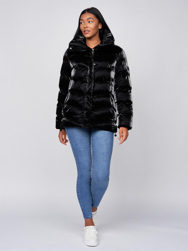 Crosshatch Cassandra High Shine Jacket Black