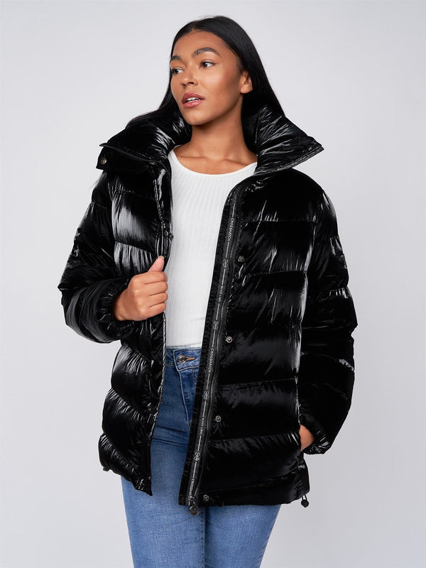 crosshatch Cassandra High Shine Jacket Black