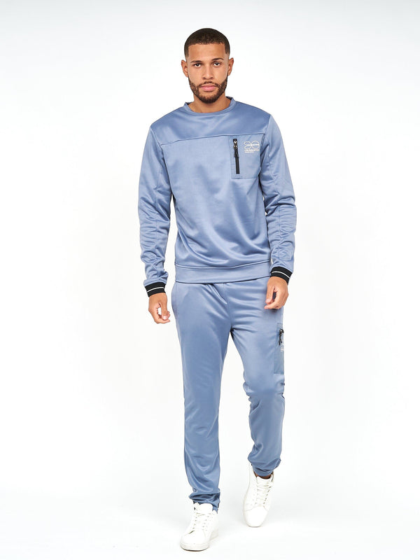 Crosshatch Catmoore Crew Tracktop Steel Blue