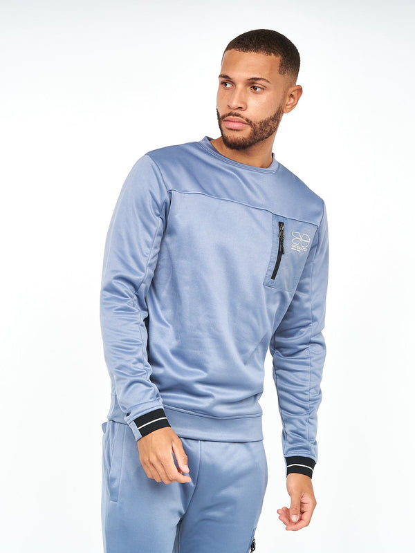 crosshatch Catmoore Crew Tracktop Steel Blue